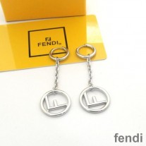 F is Fendi Chain Pendant Earrings In Metal Palladium
