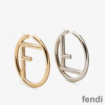F is Fendi Hoop Earrings In Metal Gold/Palladium