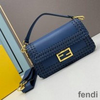 Fendi Baguette Bag In Stitching Leather Blue