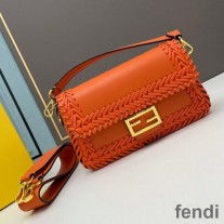 Fendi Baguette Bag In Stitching Leather Orange