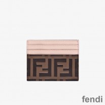 Fendi Card Holder In FF Motif Nappa Leather Pink
