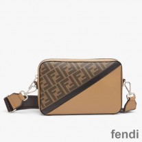 Fendi Compact Camera Case In FF Motif Fabric Brown/Black