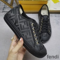 Fendi Domino Sneakers Unisex FF Motif Fabric Black