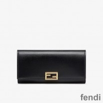 Fendi FF Continental Wallet In Calf Leather Black