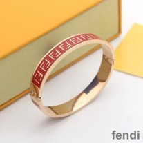 Fendi FF Ragid Bracelet In Enameled Metal Red/Rose Gold
