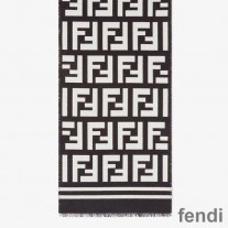 Fendi FF Scarf In Wool and Silk Black