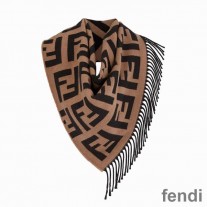 Fendi FF Triangle Scarf In Cashmere Brown