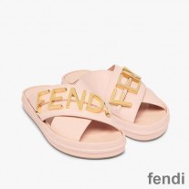 Fendi Fendigraphy Crossover Slides Women Leather Pink