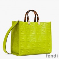 Fendi Medium Sunshine Shopper Bag In FF Motif Nappa Leather Green
