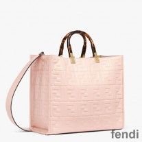 Fendi Medium Sunshine Shopper Bag In FF Motif Nappa Leather Pink
