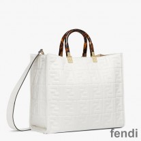 Fendi Medium Sunshine Shopper Bag In FF Motif Nappa Leather White