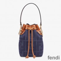 Fendi Mini Mon Tresor Bucket Bag In FF Motif Canvas Blue