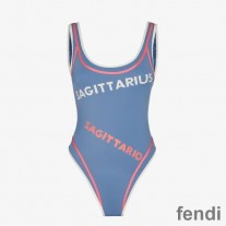 Fendi Reversible Swimsuit Women Astrology Logo Motif Lycra Blue