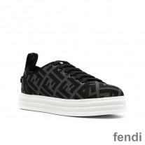 Fendi Rise Sneakers Women FF Motif Fabric Black
