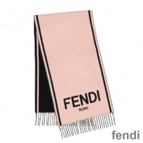 Fendi Roma Logo Scarf In Cashmere Pink/Black