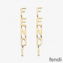Fendi Signature Drop Earrings In Metal Gold
