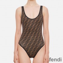 Fendi Swimsuit Women FF Motif Lycra Brown/Black