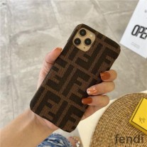 Fendi iPhone Case In FF Motif Fabric Brown