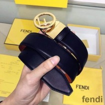 F is Fendi Buckle Reversible Belt In Calf Leather Black/Brown