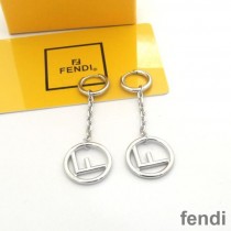 F is Fendi Chain Pendant Earrings In Metal Palladium