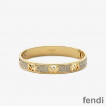 F is Fendi Ragid Bracelet In Metal with Crystals Gold