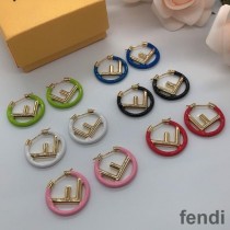 F is Fendi Small Hoop Earrings In Enameled Metal