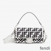 Fendi Baguette Bag In FF Motif Canvas Black/White