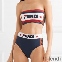 Fendi Bandeau Set Women Fila Logo Motif Lycra Blue/White