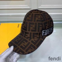 Fendi Baseball Cap In FF Motif Cotton with Patch Brown/White