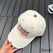 Fendi Baseball Cap In Fendi Roma Canvas White