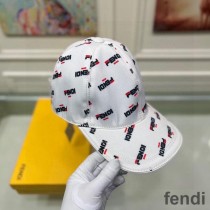 Fendi Baseball Cap In Fendi Roma Motif Canvas White