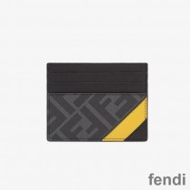 Fendi Card Holder In FF Motif Fabric Black/Yellow