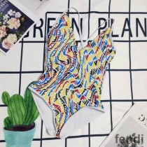 Fendi Crisscross Swimsuit Women FF Vertigo Motif Lycra Multicolor
