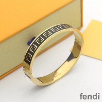 Fendi FF Ragid Bracelet In Enameled Metal Black/Gold