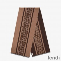 Fendi FF Rectangular Scarf Man In Wool Brown