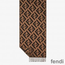 Fendi FF Scarf In Cashmere Brown