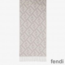 Fendi FF Scarf In Cashmere White