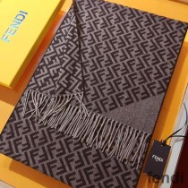 Fendi FF Scarf In Wool Grey