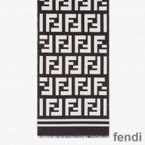 Fendi FF Scarf In Wool and Silk Black