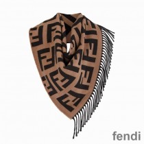 Fendi FF Triangle Scarf In Cashmere Brown