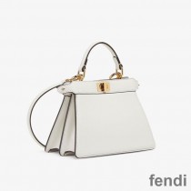Fendi Petite Peekaboo ISeeu Bag In Nappa Leather White
