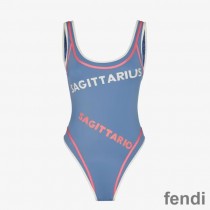 Fendi Reversible Swimsuit Women Astrology Logo Motif Lycra Blue