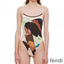 Fendi Reversible Swimsuit Women Hairdo Girls FF Motif Lycra Pink
