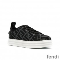 Fendi Rise Sneakers Women FF Motif Fabric Black