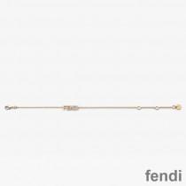 Fendi Signature Chain Bracelet In Metal with Crystals Gold