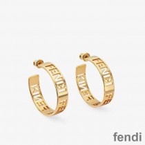 Fendi Small Forever Hoop Earrings In Metal Gold