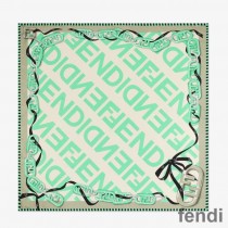 Fendi Square Scarf In FENDI O'Lock Chain Silk Green