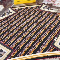 Fendi Square Scarf In O'Lock Chain Silk Black