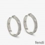 F Is Fendi Hoop Earrings In Crystals Metal Palladium