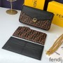F is Fendi Chain Pouch In FF Motif Nappa Leather Brown/Black